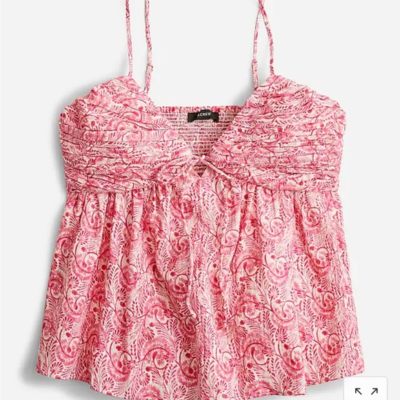 J. Crew Tops - J. Crew Gathered Lurex® gauze camisole in pink dandelions